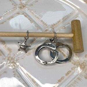 Sterling Silver Sheriff Star & Handcuffs Charms